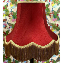 Rosso Red and Gold Fringe Fabric Lampshades Rosso Red and Gold Fringe Fabric Lampshades