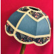 Slate Blue and Navy Floral Panelled Modern Fabric Lampshade