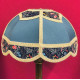Slate Blue and Navy Floral Panelled Modern Fabric Lampshade