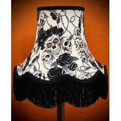 Gothic Skulls and Roses White Fabric Lampshades Gothic Skulls and Roses White Fabric Lampshades