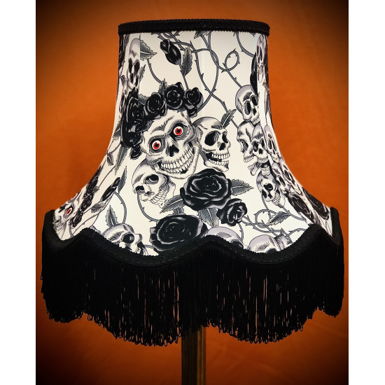 Gothic Skulls and Roses White Fabric Lampshades