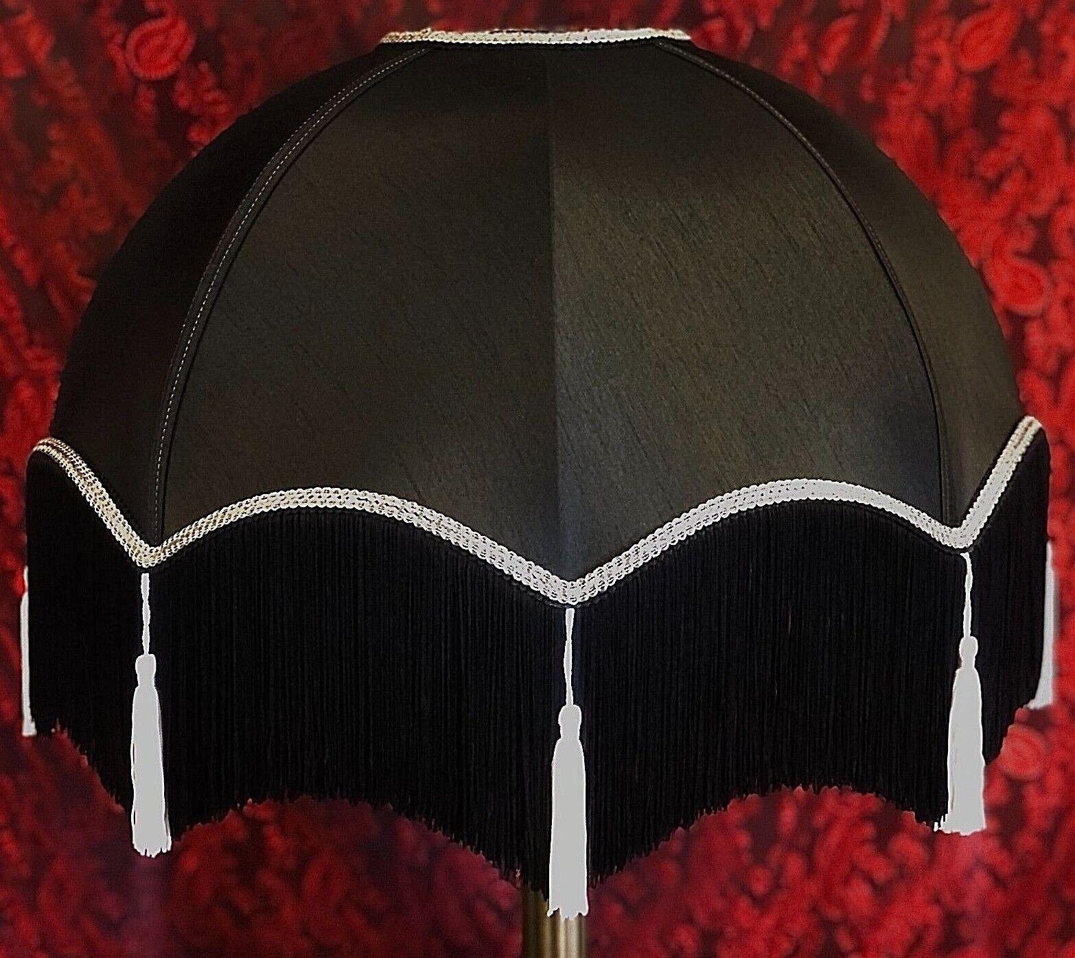 Black and Silver Inverted Dome Fabric Lampshade