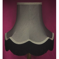 Pewter Grey and Black Fabric Lampshade Pewter Grey and Black Fabric Lampshade