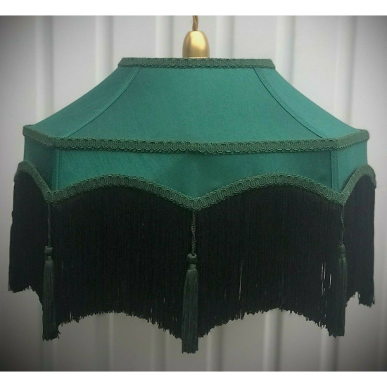 Holly Green and Black Downton Abbey Fabric Lampshade