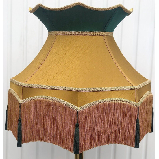 Mustard and Green Downton Abbey Crown Fabric Lampshade