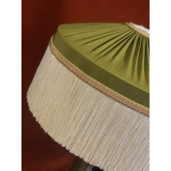 Olive Green and Cream Gathered Tiffany Lampshades