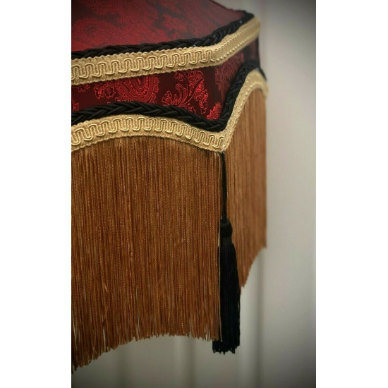 Paisley Jacquard Red Black Downton Abbey Crown Lampshade