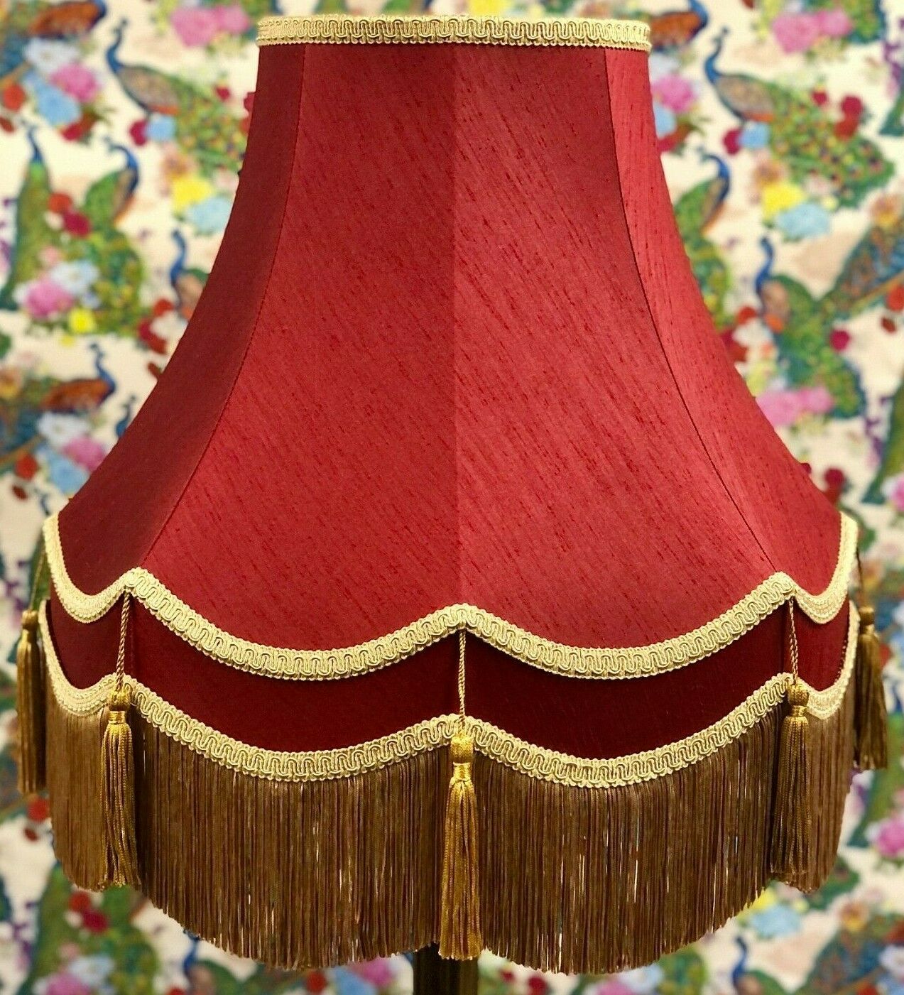 Rosso Red and Gold Tassel Fabric Lampshade
