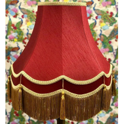 Rosso Red and Gold Tassel Double Scallop Fabric Lampshades