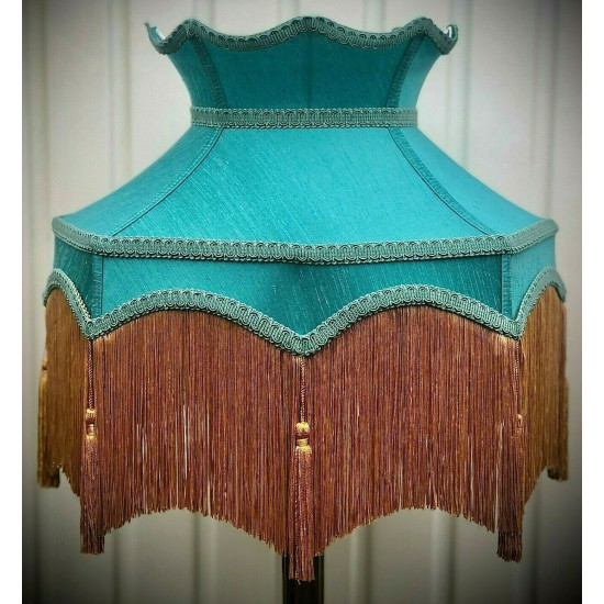 Teal Blue Downton Abbey Crown Fabric Lampshade