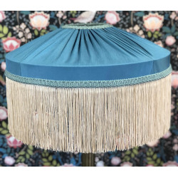 Azure Blue and Cream Gathered Tiffany Lampshade