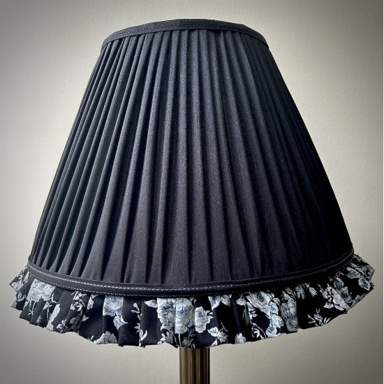 Black Floral Ruffled Bottom Tapered Empire Lampshade Black Floral Ruffled Bottom Tapered Empire Lampshade