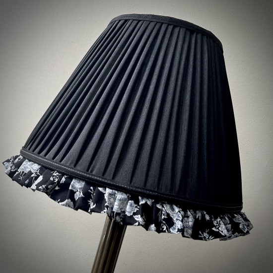 Black Floral Ruffled Bottom Tapered Empire Lampshade Black Floral Ruffled Bottom Tapered Empire Lampshade