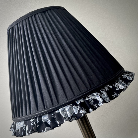 Black Floral Ruffled Bottom Tapered Empire Lampshade Black Floral Ruffled Bottom Tapered Empire Lampshade