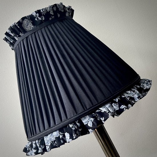 Black Floral Ruffled Fabric Lampshade