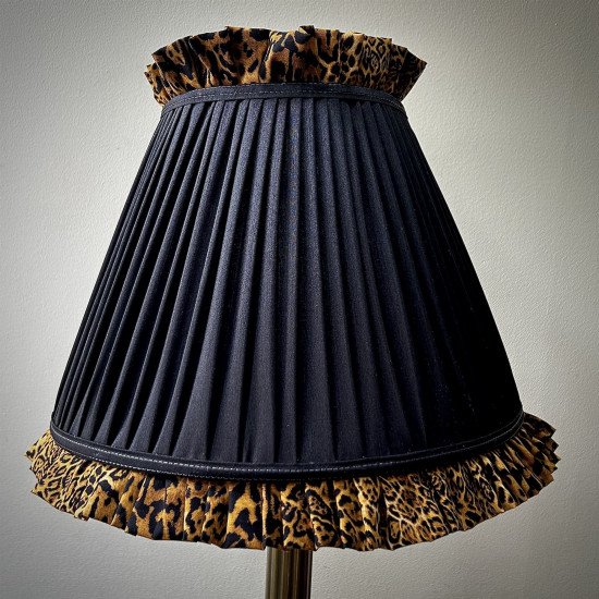 Black Leopard Ruffled Fabric Lampshade