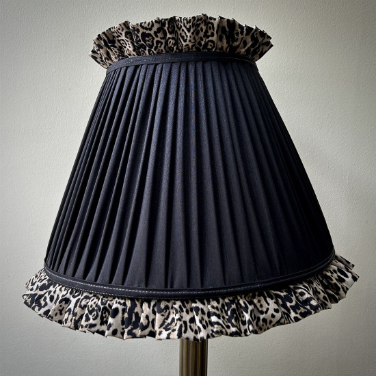Black Lynx Ruffled Fabric Tapered Empire Lampshade Black Lynx Ruffled Fabric Tapered Empire Lampshade