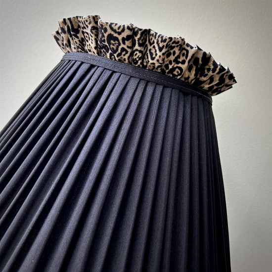 Black Lynx Ruffled Fabric Tapered Empire Lampshade Black Lynx Ruffled Fabric Tapered Empire Lampshade