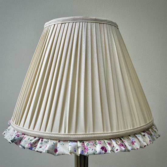 Cream Lilac Floral Ruffled Bottom Tapered Empire Lampshade Cream Lilac Floral Ruffled Bottom Tapered Empire Lampshade