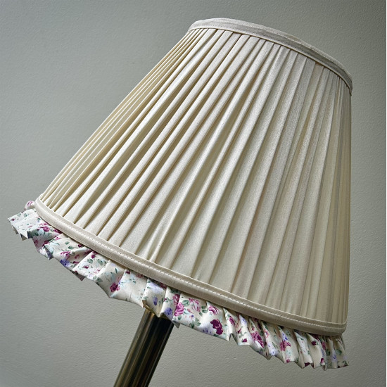 Cream Lilac Floral Ruffled Bottom Tapered Empire Lampshade Cream Lilac Floral Ruffled Bottom Tapered Empire Lampshade