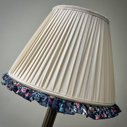 Cream Navy Floral Ruffled Bottom Tapered Empire Lampshade