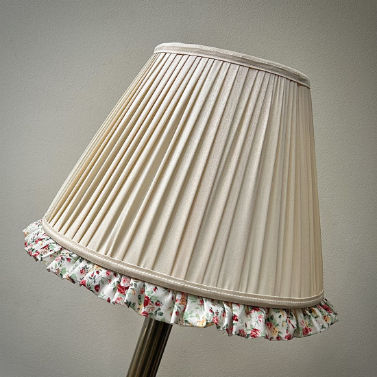 Cream Rose Floral Ruffled Bottom Tapered Empire Lampshade Cream Rose Floral Ruffled Bottom Tapered Empire Lampshade