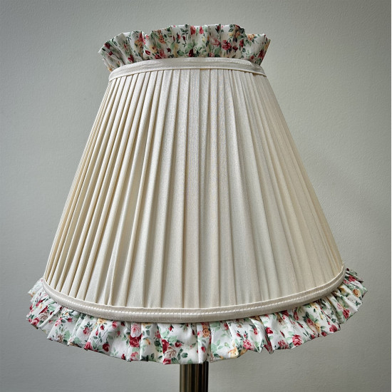 Cream Rose Floral Ruffled Fabric Tapered Empire Lampshade