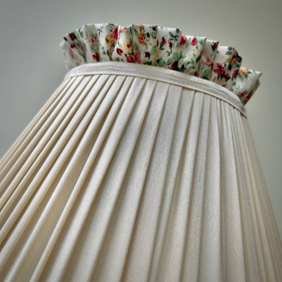 Cream Rose Floral Ruffled Fabric Tapered Empire Lampshade