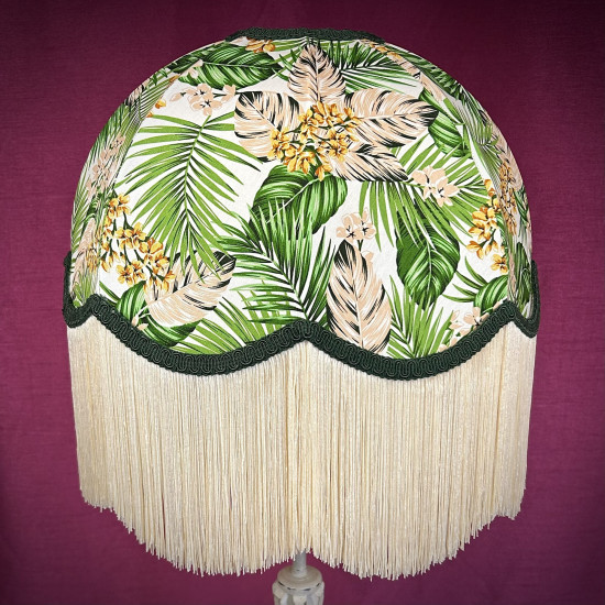 Cream Tropical Palm Leaf Fabric Dome Fabric Lampshade