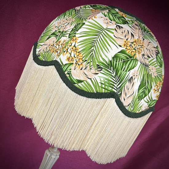 Cream Tropical Palm Leaf Fabric Dome Fabric Lampshade