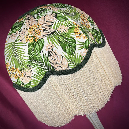 Cream Tropical Palm Leaf Fabric Dome Fabric Lampshade