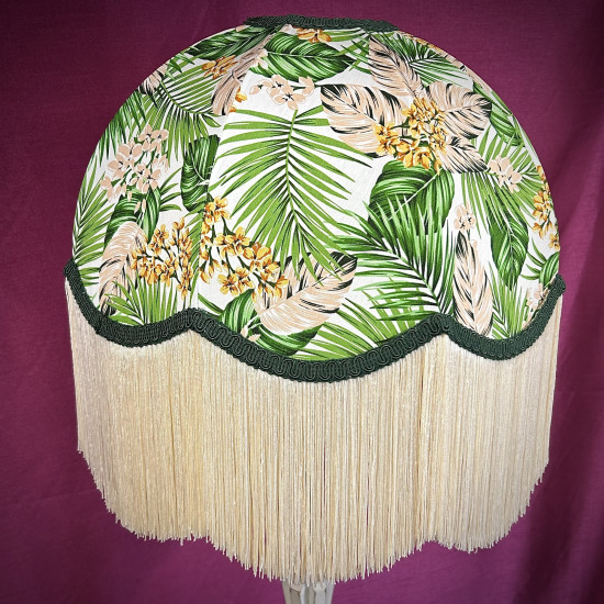Cream Tropical Palm Leaf Fabric Dome Fabric Lampshade