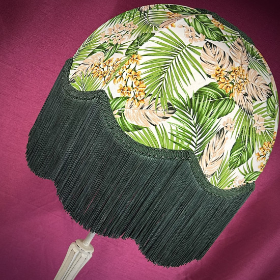 Cream and Green Tropical Palm Leaf Dome Lampshade Cream and Green Tropical Palm Leaf Dome Lampshade