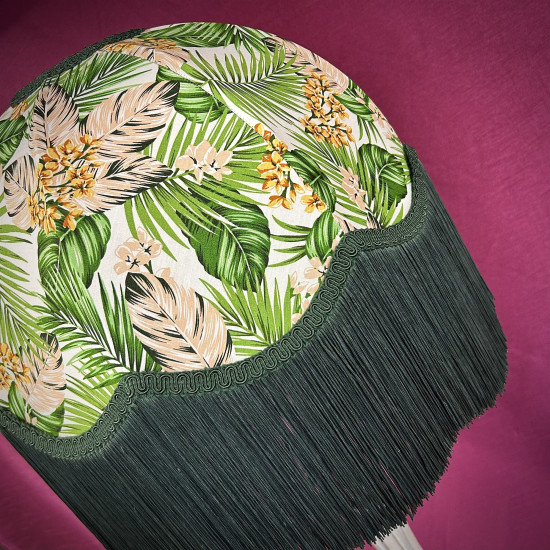 Cream and Green Tropical Palm Leaf Dome Lampshade Cream and Green Tropical Palm Leaf Dome Lampshade