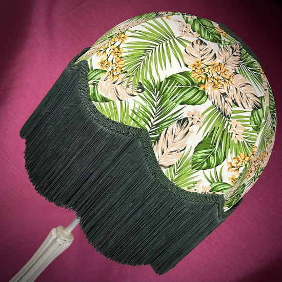 Cream and Green Tropical Palm Leaf Dome Lampshade Cream and Green Tropical Palm Leaf Dome Lampshade