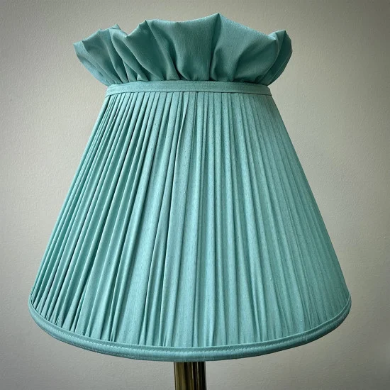 Duck Egg Blue Ruffled Top Fabric Lampshade