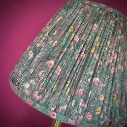 Grey Floral Gathered Fabric Lampshade