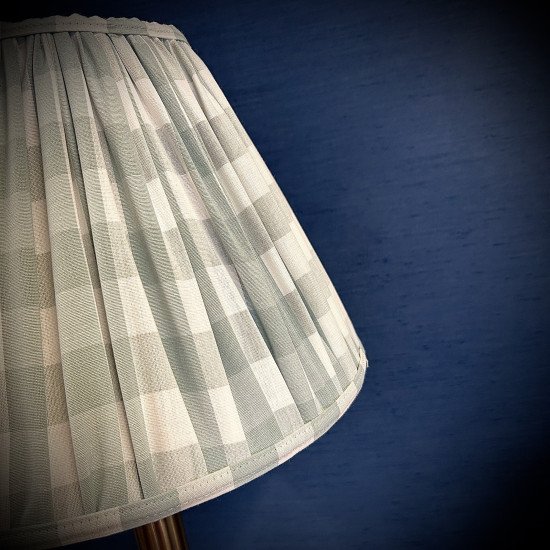 Harbour Blue Gingham Gathered Fabric Lampshade