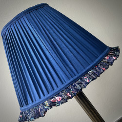 Navy Blue Floral Ruffled Bottom Lampshade Navy Blue Floral Ruffled Bottom Lampshade