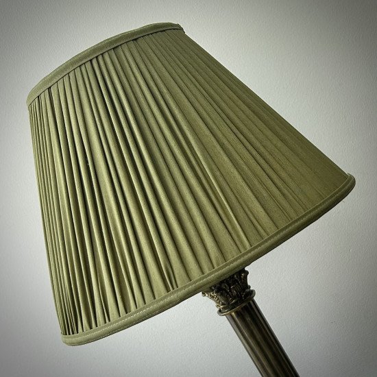 Olive Green Gathered Fabric Lampshade