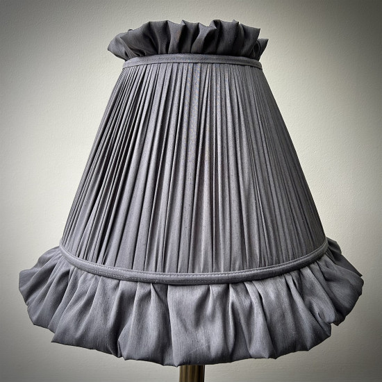 Pewter Grey Ruffled Fabric Lampshade Pewter Grey Ruffled Fabric Lampshade