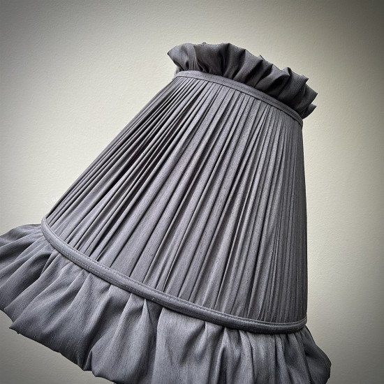 Pewter Grey Ruffled Fabric Lampshade