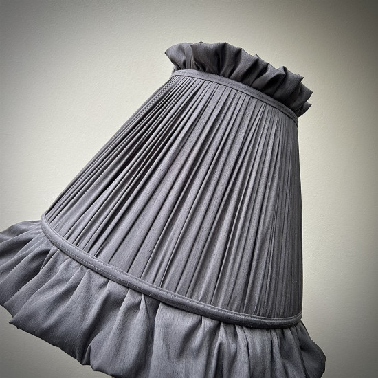 Pewter Grey Ruffled Fabric Lampshade Pewter Grey Ruffled Fabric Lampshade