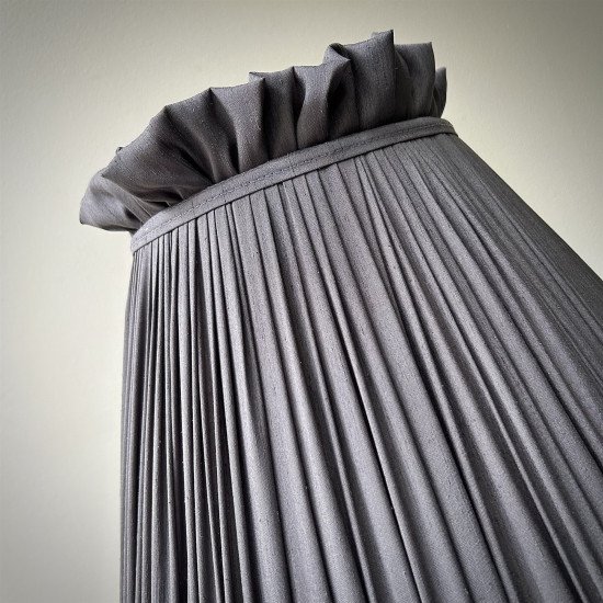 Pewter Grey Ruffled Fabric Lampshade