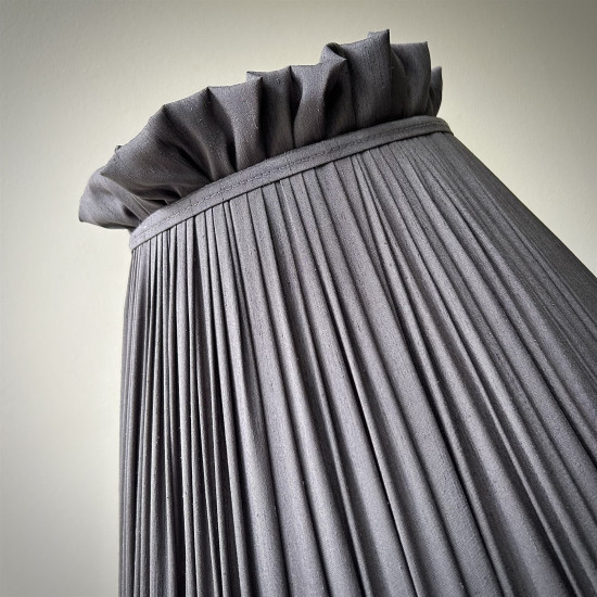 Pewter Grey Ruffled Fabric Lampshade Pewter Grey Ruffled Fabric Lampshade