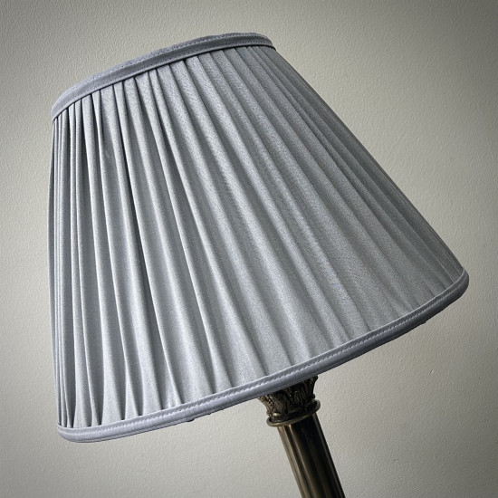 Silver Grey Gathered Fabric Lampshade Silver Grey Gathered Fabric Lampshade