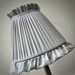 Silver Grey Ruffled Fabric Lampshade