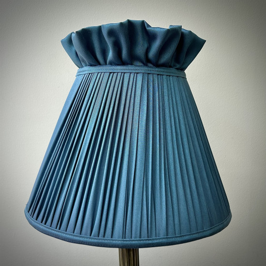 Slate Blue Ruffled Top Fabric Lampshade
