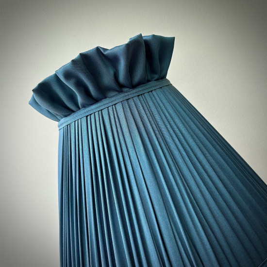 Slate Blue Ruffled Top Fabric Lampshade