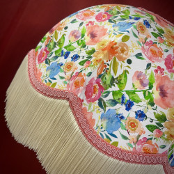 Vibrant Floral Pink and Cream Dome Lampshade